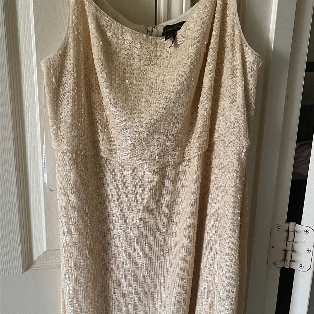 Donna Karan Champagne Sequin Strapless Dress